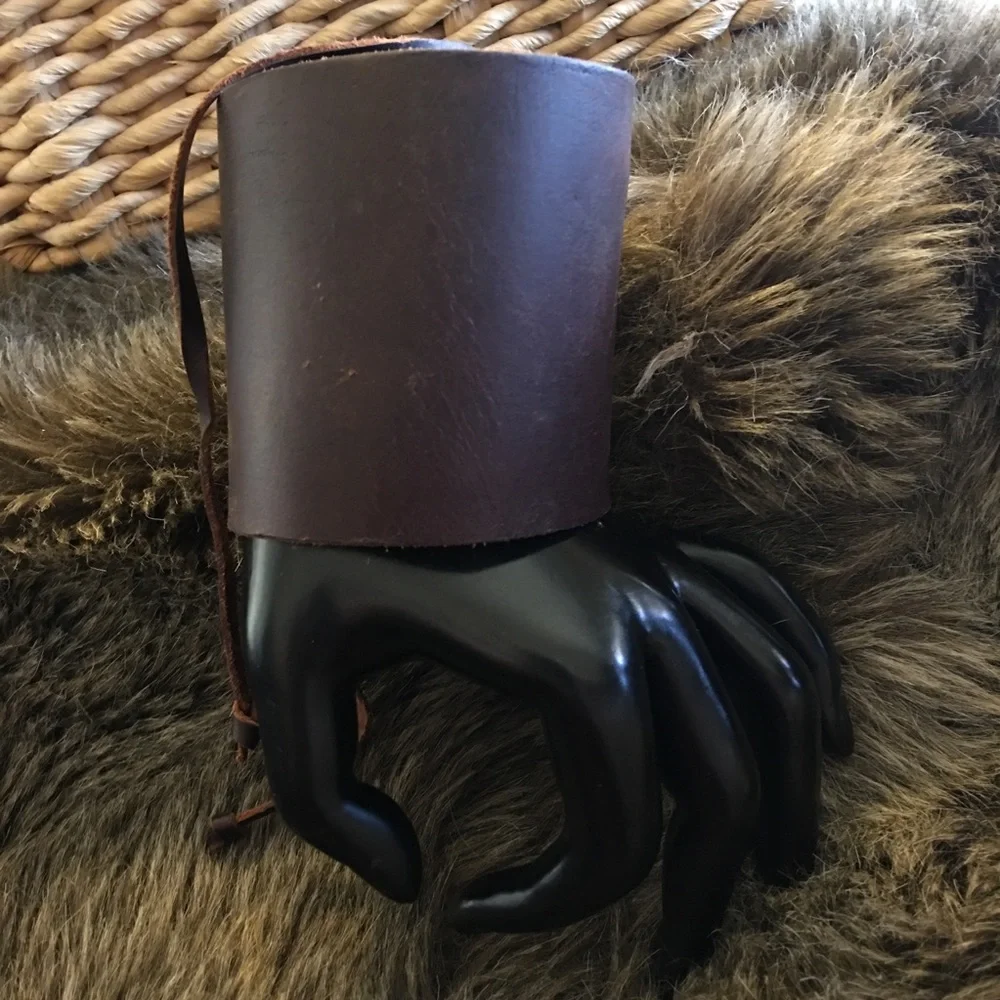 Vintage Napoli brown leather wide cuff bracelet
